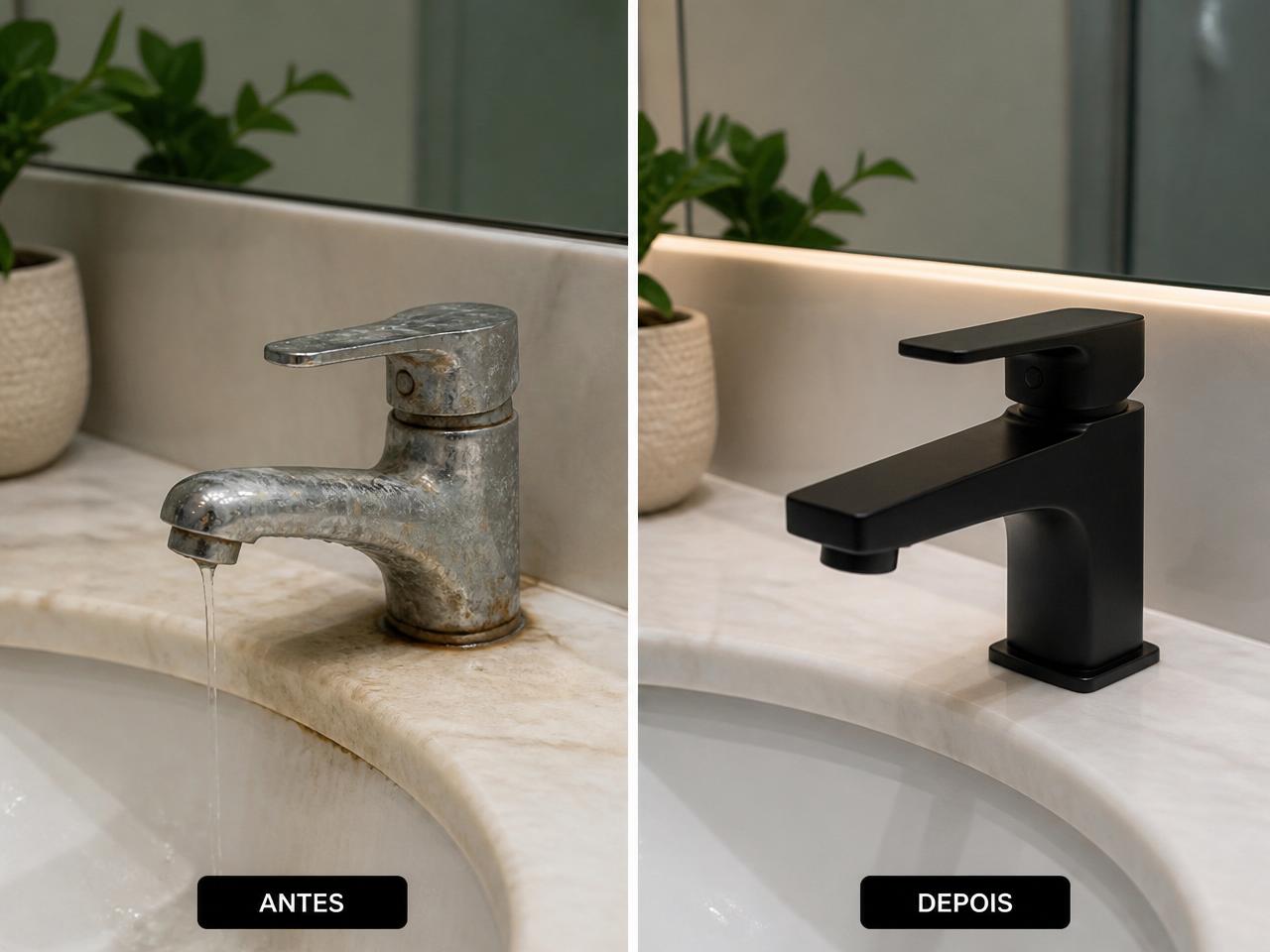 Antes e depois — Troca de metais sanitários